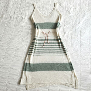 Avorwe Womens 6 Sleeveless Summer Midi Dress White Mint Green Boho Striped